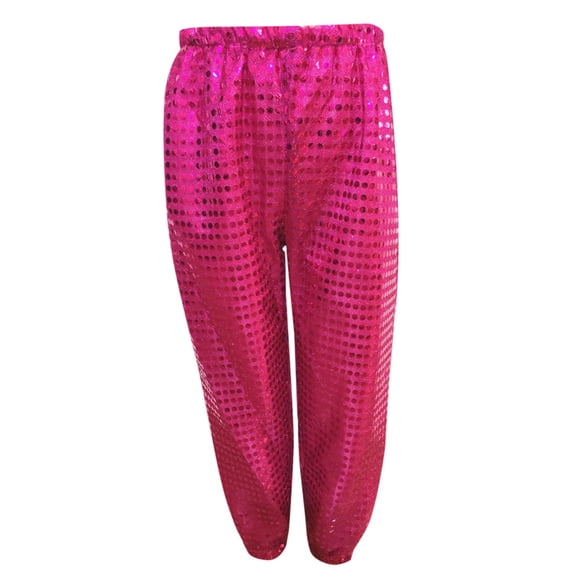 SONXAHE Toddler Boy Girl Pant Sequins Stretch Waist Haren Trousers Kids Jazz Hop Dance Streetwear Pants Pink