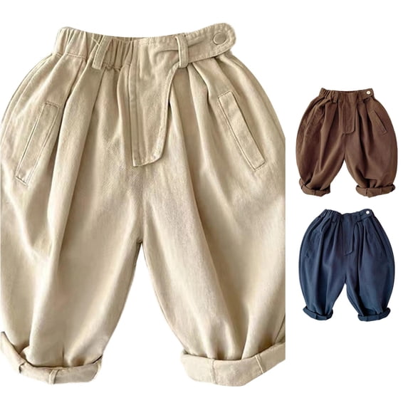 SONXAHE Toddler Boy's Pleated‑Waist Harem Pants Solid‑Tone Casual Pants Daily Play Bottoms