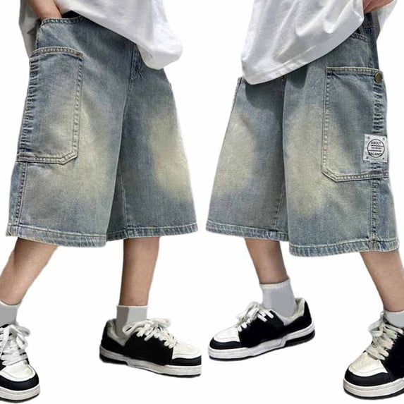 SONXAHE Toddler Boys Loose Fit Denim Shorts Casual Elastic Waist Baggy Jean Shorts,Light Blue
