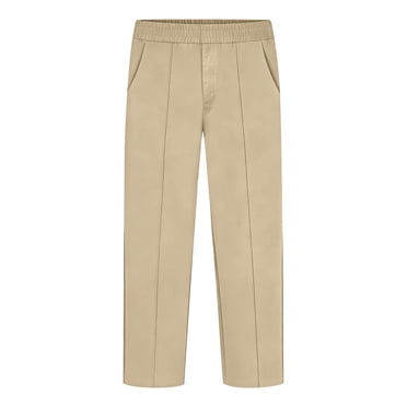 SONXAHE Toddler Boys Straight-Leg Pants Casual Solid Elastic Waist Formal Soft Trousers with Pockets,Beige