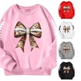 thumbnail image 1 of SONXAHE Toddler Girl's Football Bow Sleeve Print Sweatshirt Long Sleeve Graphic Sweatshirts Game Day Sweat Tops,Pink, 1 of 6