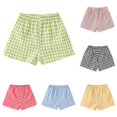 thumbnail image 1 of SONXAHE Toddler Girl's Gingham‑Print Casual Shorts Elastic Waist for Summer Trip Trousers, 1 of 4