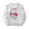 thumbnail image 1 of SONXAHE Toddler Girl's Ruffle Cat Printed Sweatshirt Crewneck Long Sleeve Casual Pullover Daily Sweatshirt,White, 1 of 8