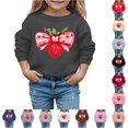 thumbnail image 1 of SONXAHE Toddler Girl's Strawberry Heart Bow Print Sweatshirt Long Sleeve Graphic Sweatshirts Valentine Daily Sweat Tops,Dark Gray, 1 of 4