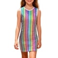 thumbnail image 1 of SONXAHE Toddler Girls Dress Rainbow Sequin Crew Neck Sleeveless Dresses Summer Holiday Party Leisure Dress Multi-color, 1 of 3