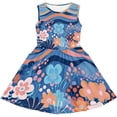 thumbnail image 1 of SONXAHE Toddler Girls Dress Sleeveless Floral Print Crew Neck A Line Dresses Soft Breathable Casual Dresses Blue, 1 of 2