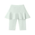 thumbnail image 1 of SONXAHE Toddler Girls Pants Stretchy Knee Length Leggings with Skirt Summer Ruffle Athletic Pants for Kids Green, 1 of 3