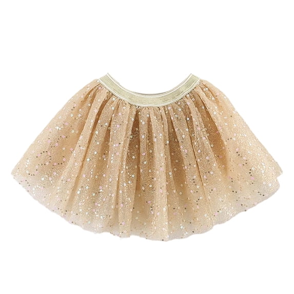 SONXAHE Toddler Girls Sparkly Tulle Skirt Elastic Waist Lightweight Party Daily Kids Tutu Skirt,Gold
