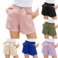 thumbnail image 1 of SONXAHE Tween Girl's Button‑Front Pleated Casual Shorts Solid High‑Waist Shorts School Bottoms, 1 of 4