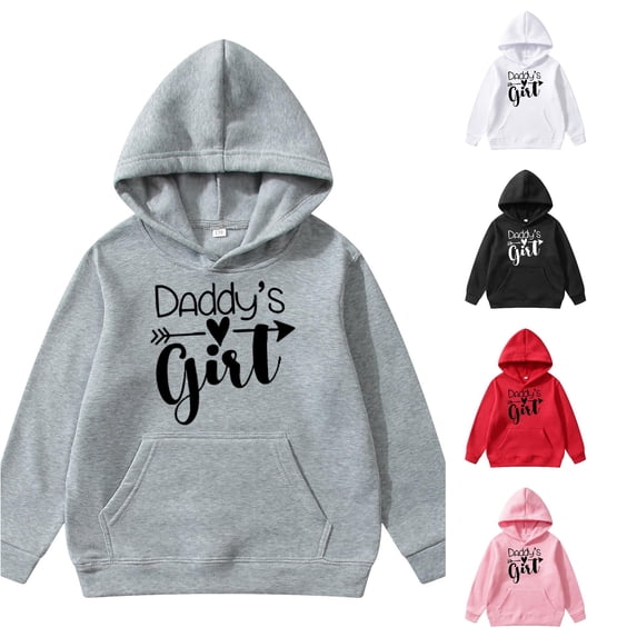 SONXAHE Tween Girl's Daddy's Tween Girl Arrow Heart Text Hoodie Long Sleeve Casual Pullover Family Hooded Sweatshirt,Grey