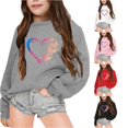 thumbnail image 1 of SONXAHE Tween Girl's Sweatshirt Butterfly Heart Graphic Crewneck Long Sleeve Sweatshirts Daily School Tops,Grey, 1 of 6