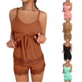 thumbnail image 1 of SONXAHE Women Ribbed Lace Cami Short Pajama Set, 1 of 7