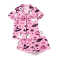 thumbnail image 1 of SONXAHE Women's 2‑Piece Halloween Ghost Pumpkin Pajama Set Short Sleeve Top Elastic Shorts Sleepwear, 1 of 9