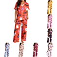 thumbnail image 1 of SONXAHE Women's 2‑Piece Halloween Ghost Pumpkin Pajama Set Short Sleeve Top Long Elastic Pants Sleepwear, 1 of 5