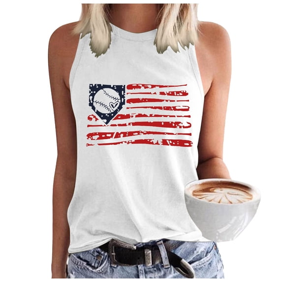 SONXAHE Women's Baseball Bat Graphic Tank Top Racerback Casual Summer Sleeveless Camisole