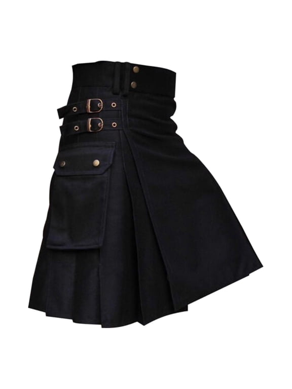 Women's Buckle Strap Asymmetric Kilt Skirt Cargo Pocket Cool Daily Wear Bottoms