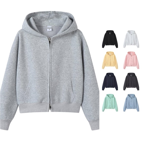 SONXAHE Women's Cropped Zip Hoodie Boxy Hoodies Urban Casual Jacket