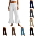 thumbnail image 1 of SONXAHE Women's Flare Hem Capris Elastic Waist Beach Daily Cropped Trousers, 1 of 8