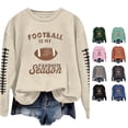 thumbnail image 1 of SONXAHE Women's Graphic Print Crew Neck Sweatshirt Sleeve Graphic Oversized Football Game Pullover Tops, 1 of 4