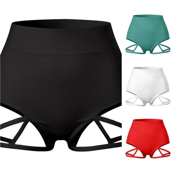SONXAHE Women's High Waist Dance Shorts Cross Strap Studio Training Dance Short
