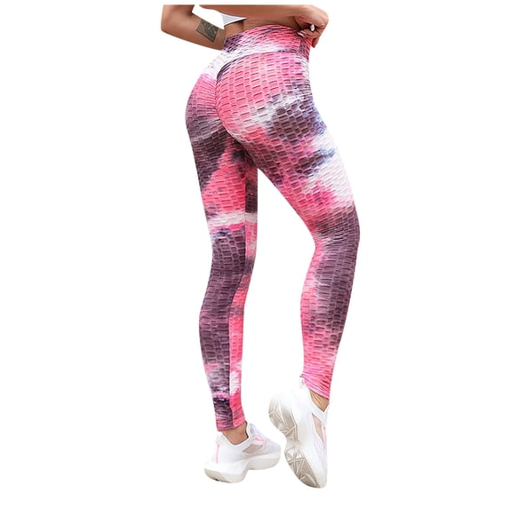 SONXAHE Women's High Waisted Tie-Dye Leggings Stretchy Textured Slim Fit Athletic Everyday Tights