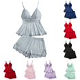 thumbnail image 1 of SONXAHE Women's Lace Pajamas Set Adjustable Spaghetti Strap Bedroom Sleepwear, 1 of 3