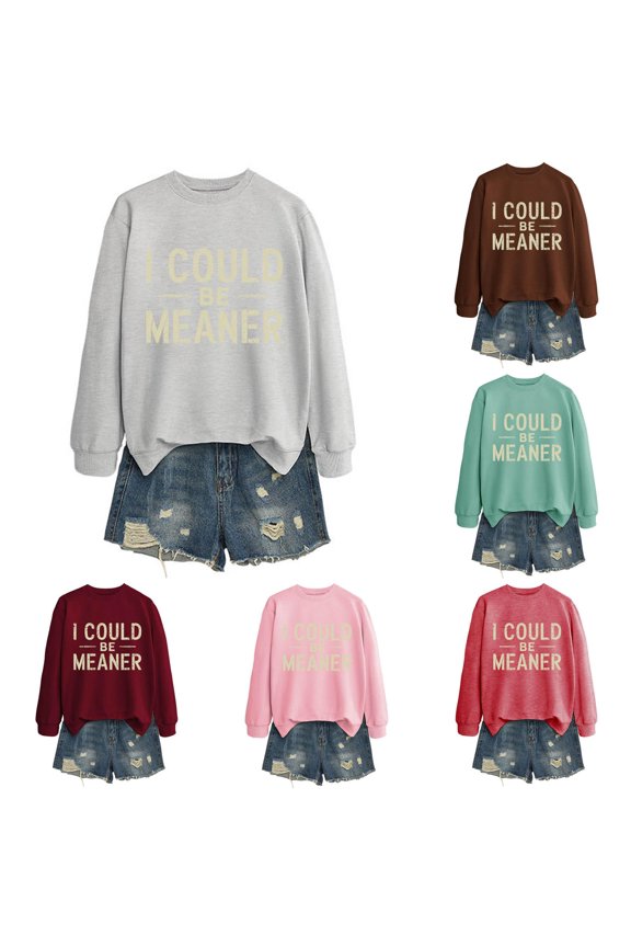 Women's Letter Print Crew Neck Sweatshirt Vintage Distressed Casual Daily Fall Pullover Tops