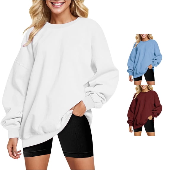 SONXAHE Women's Oversized Pullover Sweatshirt Crew Neck Loose Sweatshirts Daily Casual Long Sleeve Tops