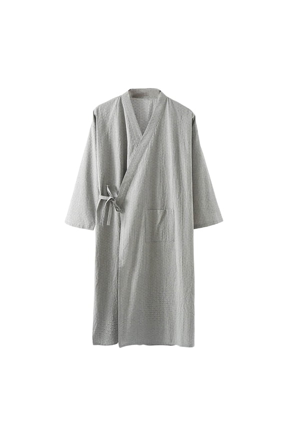 Women's Printed Kimono Robe Everyday Long Open Front Tie Waist Pocketed Wrap Cardigan