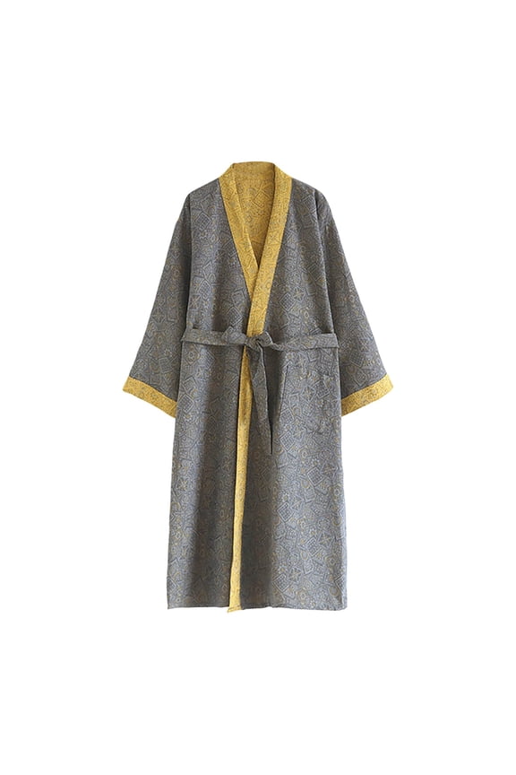 Women's Printed Wrap Robe Cozy Soft Breathable Lightweight Kimono Bath Sleep Robe