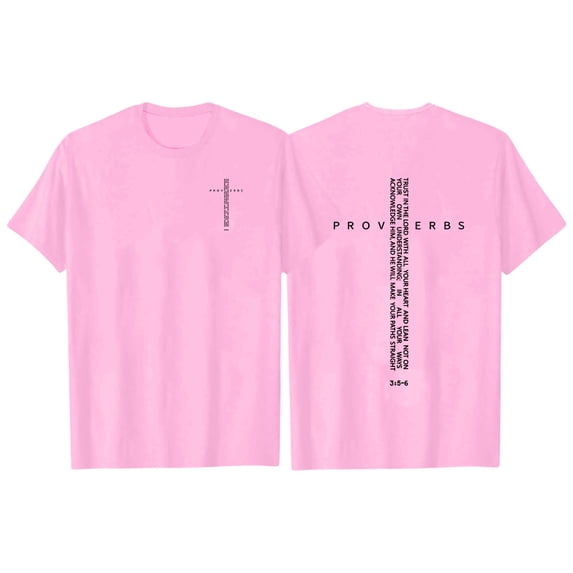 SONXAHE Women's Proverbs Scripture Cross Print Tee Round Neck Daily Casual Religious Faith Shirt