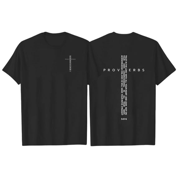 SONXAHE Women's Proverbs Scripture Cross Print Tee Round Neck Daily Casual Religious Faith Shirt