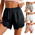 thumbnail image 1 of SONXAHE Women's Scalloped Lace Casual Shorts Elastic Drawstring Waist Loose Fit Sleep Bottoms, 1 of 6