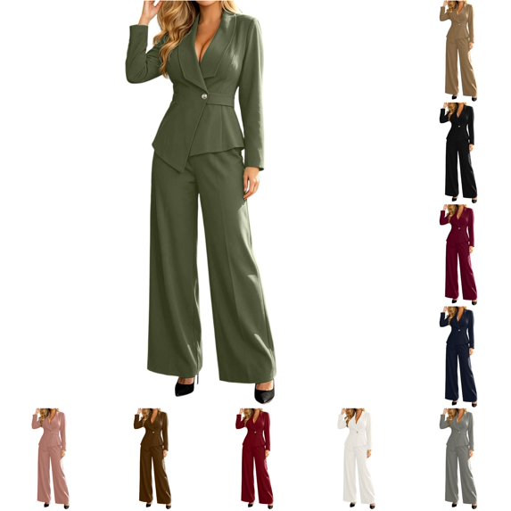 SONXAHE Women's Single Button Blazer Set Fitted Tailored Office Daily Pant Suit