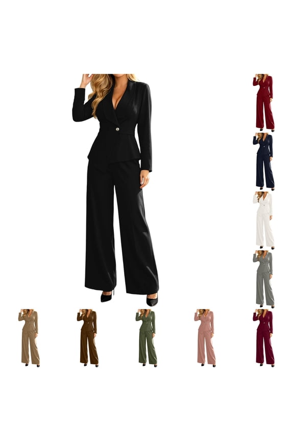 Women's Single Button Blazer Set Fitted Tailored Office Daily Pant Suit