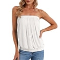thumbnail image 1 of SONXAHE Women's Strapless Draped Tube Top Gathered Waist Relaxed Fit Casual Party Blouse, 1 of 6