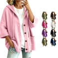 thumbnail image 1 of SONXAHE Womens Hooded Three Quarter Sleeve Button Knit Cardigan Open Front Casual Sweater Coat, 1 of 4