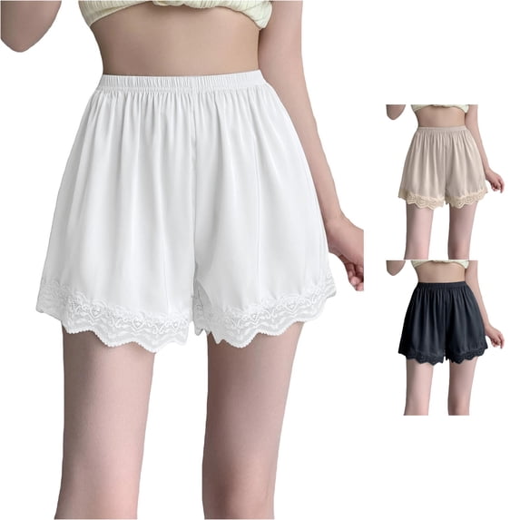 SONXAHE Womens Lace Loose Shorts Elastic Waist Relaxed Fit Shorts Night Daily Casual Bottoms