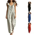 thumbnail image 1 of SONXAHE Womens Ruffle Jumpsuit Button Front Closure Baggy Wide Leg Casual Bottoms, 1 of 5