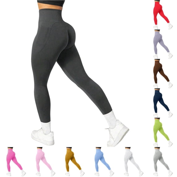 SONXAHE Womens Seamless Leggings High Waist Pockets Active Workout Yoga Pants