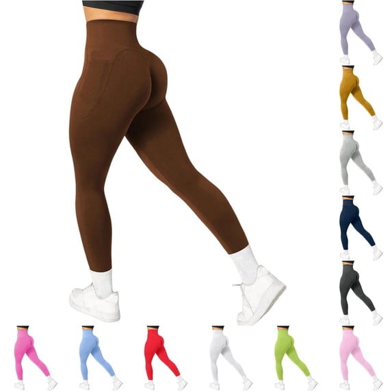SONXAHE Womens Seamless Leggings High Waist Pockets Active Workout Yoga Pants