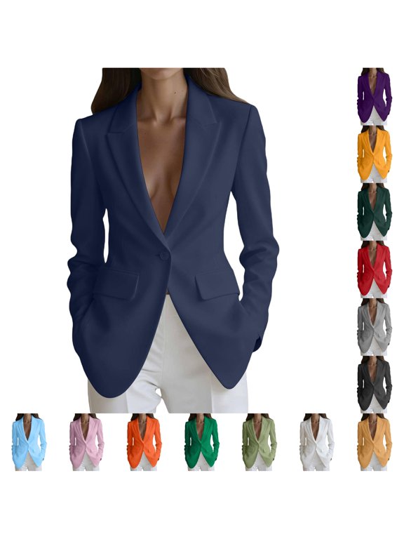 Womens Single Button Tailored Blazer Jackets Smooth Fabric Business Office Wear Casual formal Suit Outerwear