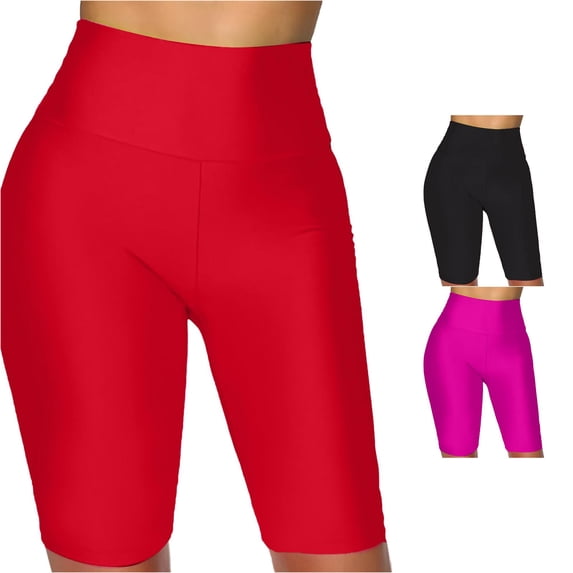 SONXAHE Womens Solid High Waist Biker Shorts Stretch Fitted Bottoms