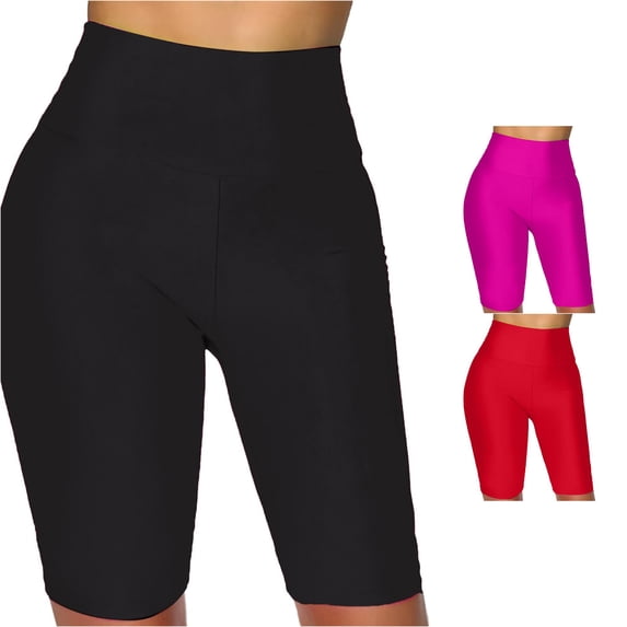 SONXAHE Womens Solid High Waist Biker Shorts Stretch Fitted Bottoms