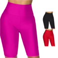 thumbnail image 1 of SONXAHE Womens Solid High Waist Biker Shorts Stretch Fitted Bottoms, 1 of 4