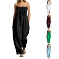 thumbnail image 1 of SONXAHE Womens Strapless Jumpsuit Smocked Tube Top Wide Leg Pocket Daily Bottoms, 1 of 5