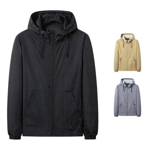 SONXAHE Zip Up Hooded Jacket For Men Lightweight Long Sleeve Pocket Rain Outerwear