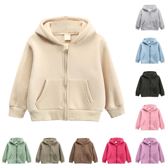 SONXAHE Zip Up Hoodie Sweatshirts for Toddler Boys Solid Long Sleeve Pullover Hooded Sweatshirt with Pocket Daily Basic Hoodies,Beige