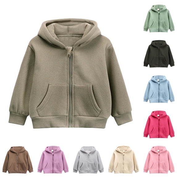 SONXAHE Zip Up Hoodie Sweatshirts for Toddler Boys Solid Long Sleeve Pullover Hooded Sweatshirt with Pocket Daily Basic Hoodies,Khaki