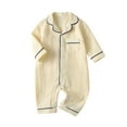 thumbnail image 1 of SONXAHE Boy Long Sleeve Button-Down Solid Color Romper Loungewear Sleepwear, 1 of 3